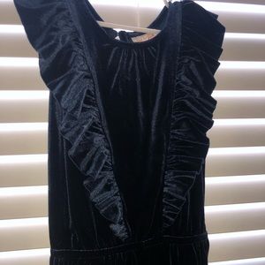 Girls Deep Blue Velvet Jumpsuit